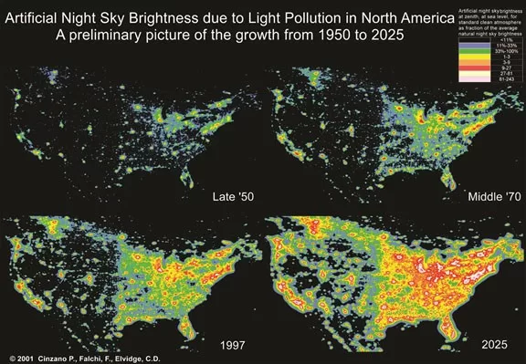 Perkembangan Pencemaran Cahaya di Amerika Utara
