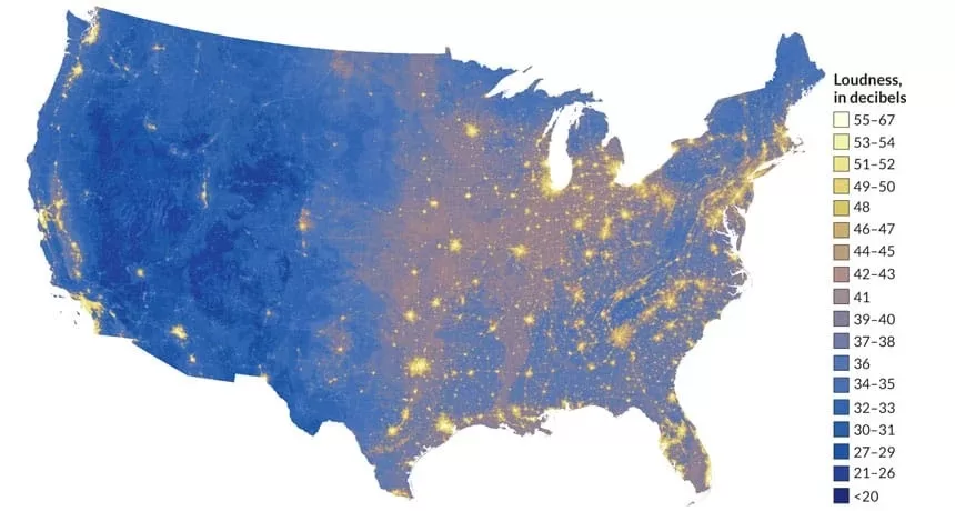 Peta Pencemaran Suara di Amerika Serikat
